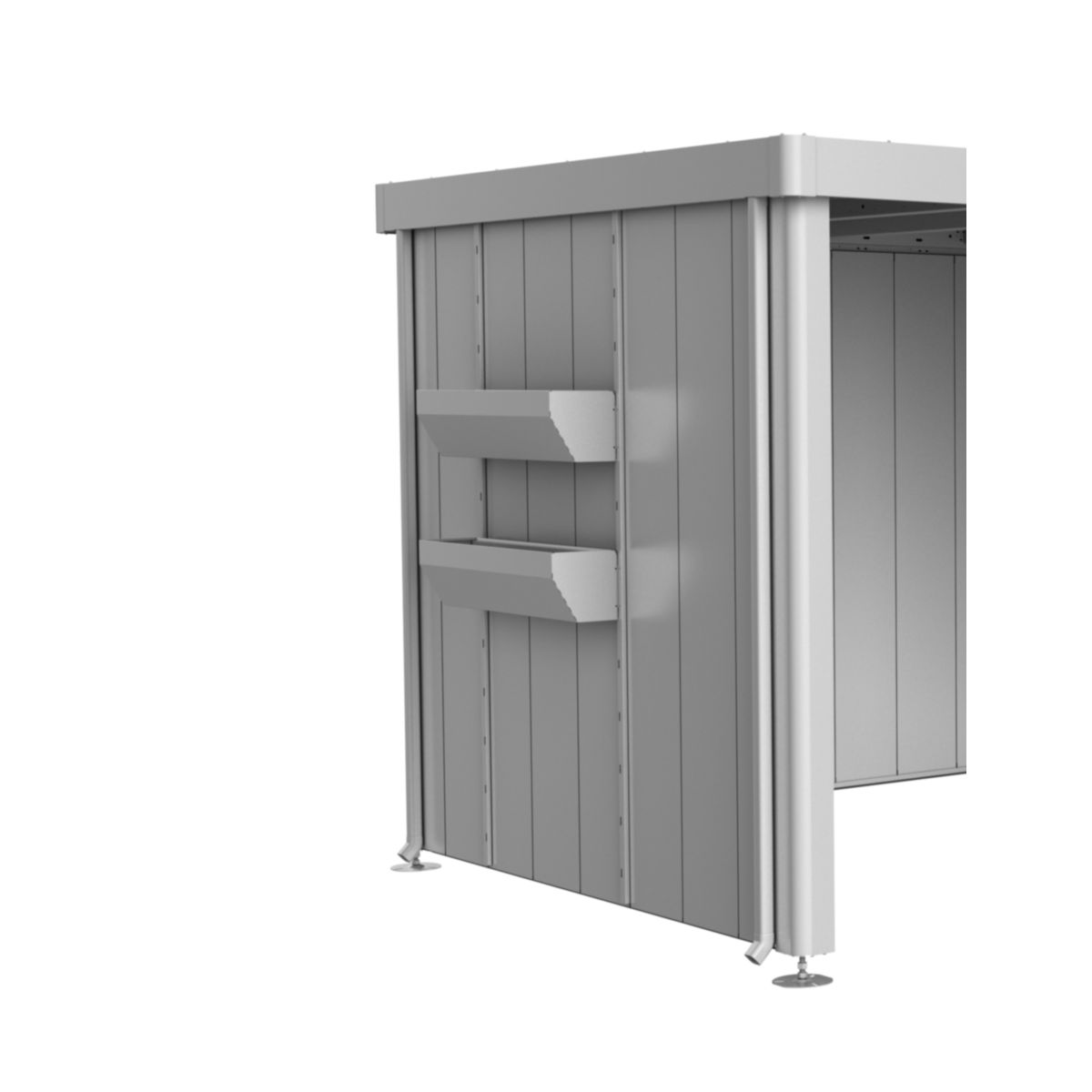 Biohort FloraBoard zu Seitendach Gerätehaus Neo silber-metallic