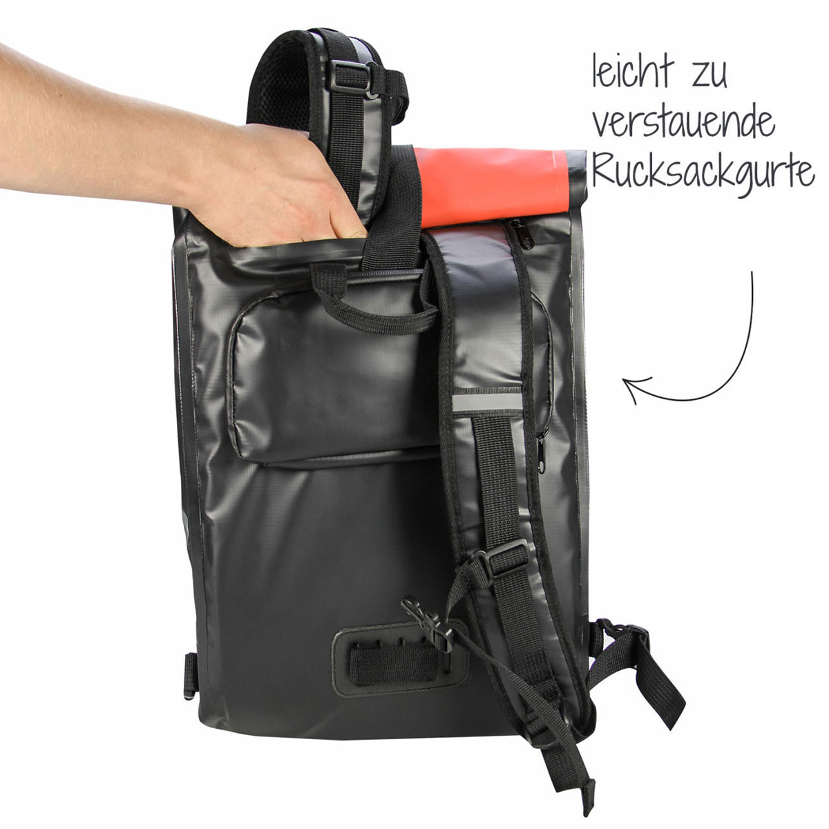 Fischer Bikes Gepäckträgertasche wasserdicht schwarz-rot Bild 3