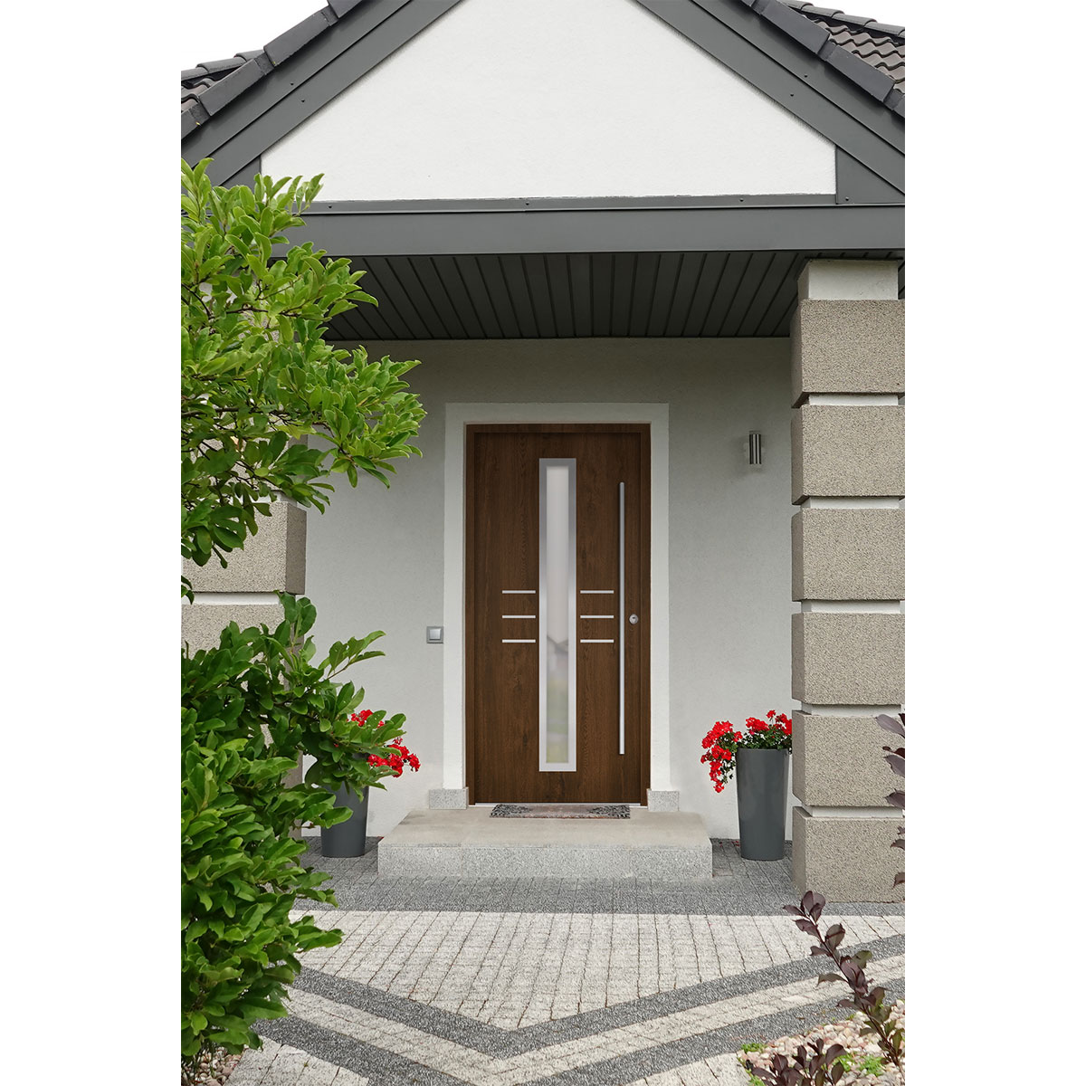SplenDoor  Premium-Haustür Passivedoor Lund RC2 energiesparend einbruchsicher nussbaum 110 x 210 cm rechts Bild 2