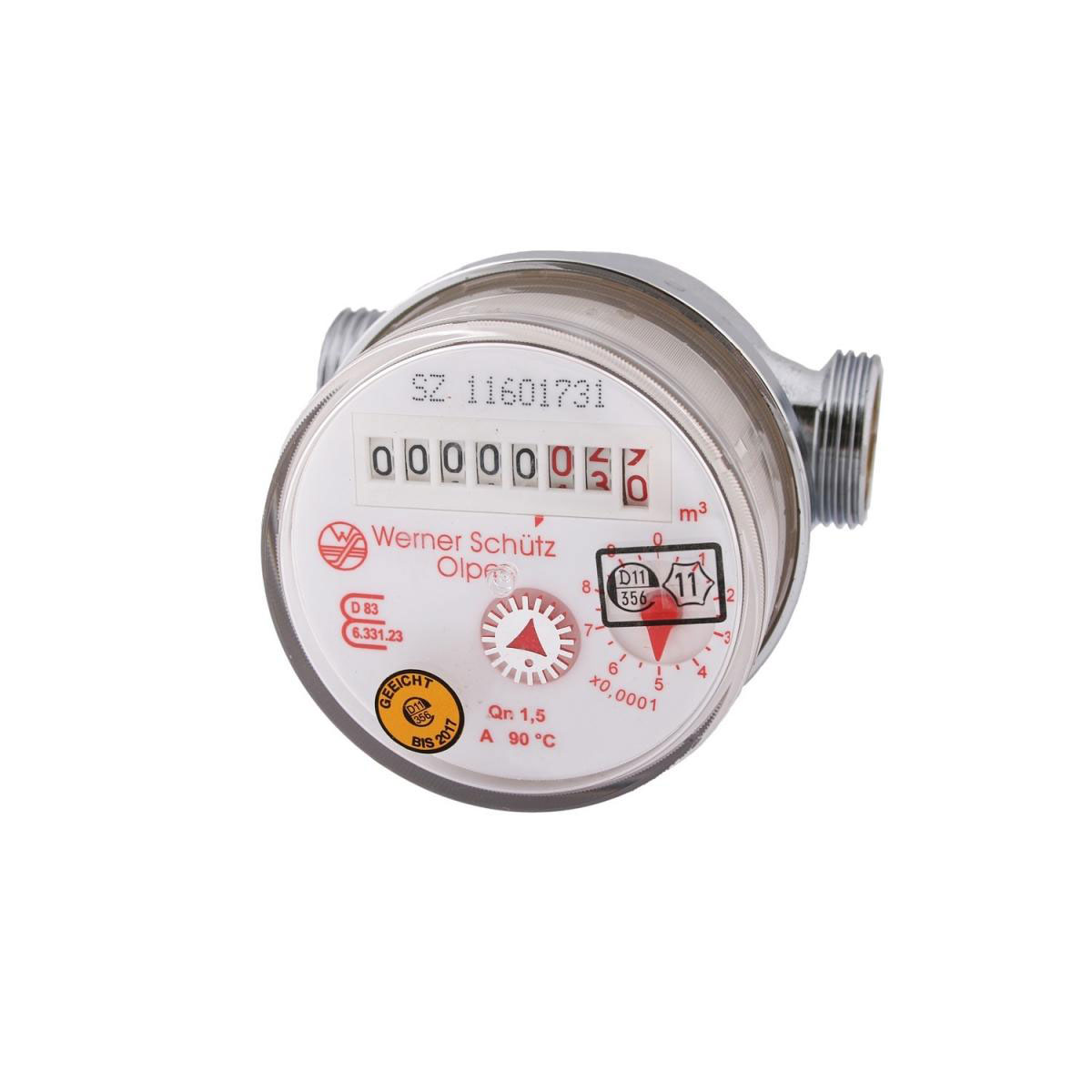 Wasserzähler für Warmwasser Qn 1,5 80 mm R 1/2"