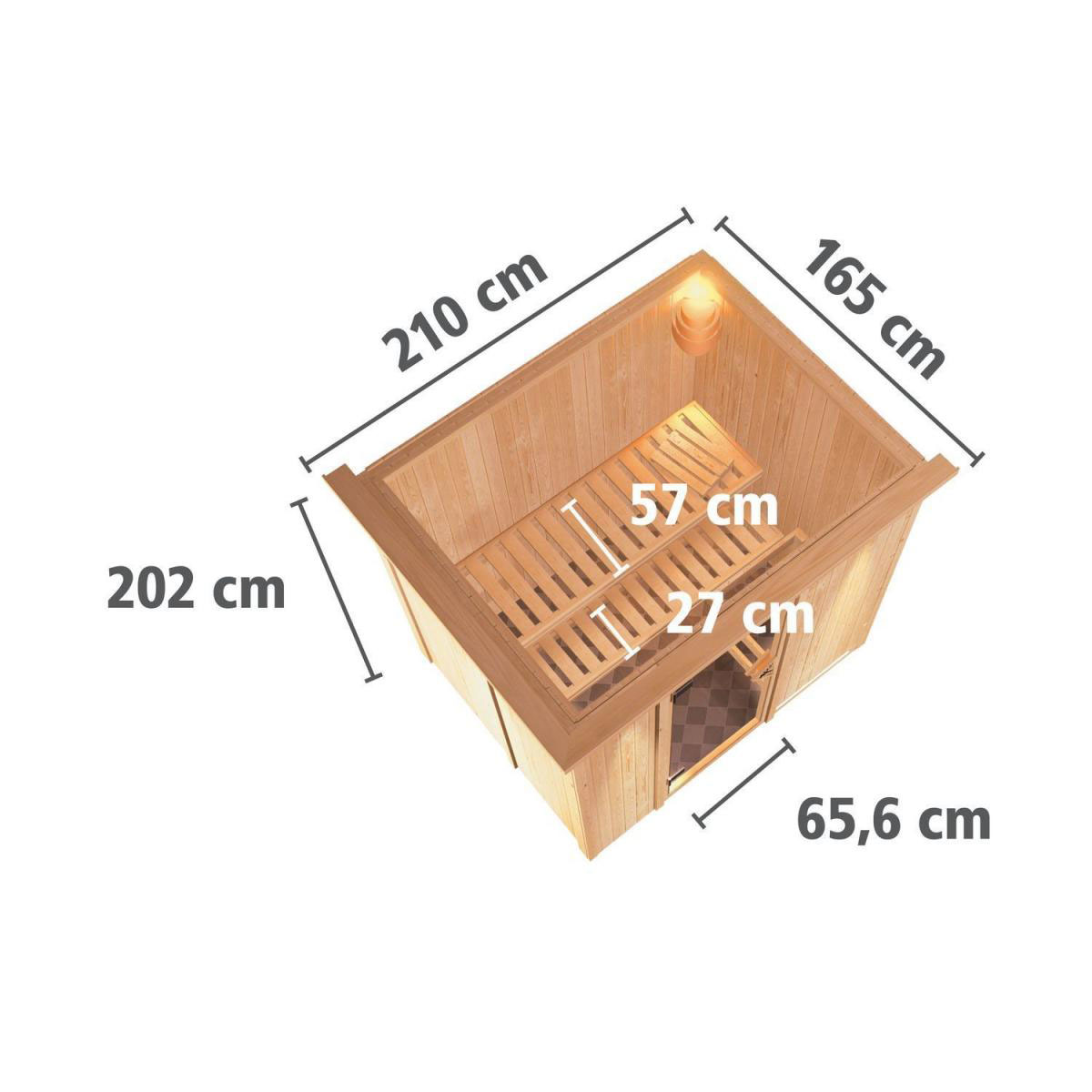 Karibu Sauna Fanja Fronteinstieg 3,6 kW Bio Ofen externe Strg modern mit Kranz graphitfarbene Glastür Bild 12