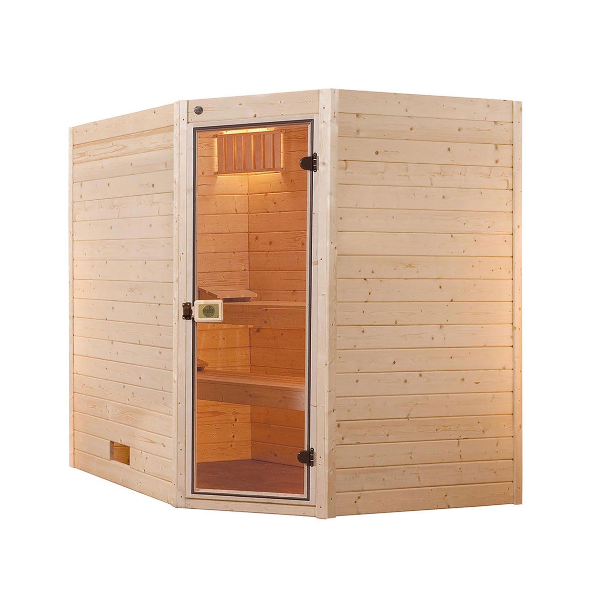 Weka Massivholz-Sauna Valida Größe 2 Sparset 7,5 kW OS Glastuer und Fenster