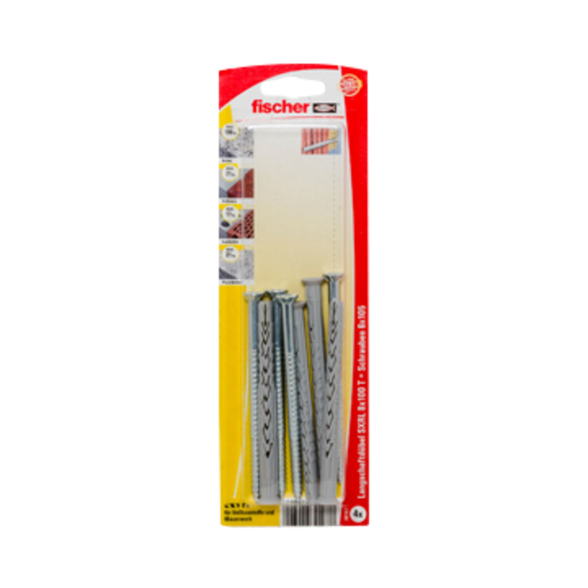Fischer Langschaftdübel SX RL 8 x 100 mm mit T-Senkkopfschraube 4 Stück