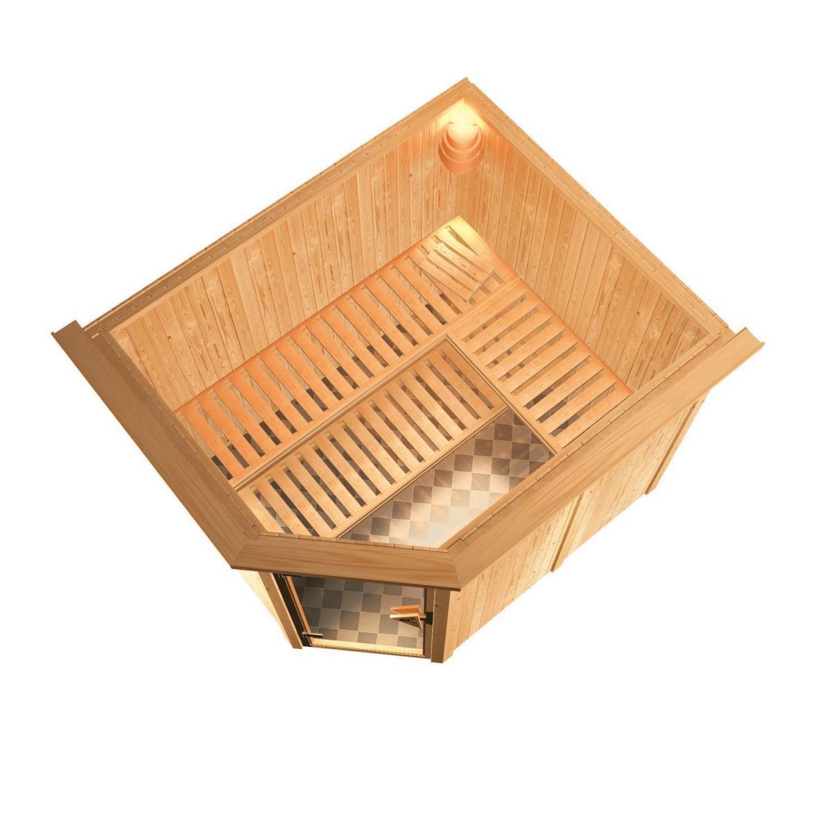 Karibu Systemsauna Malin 68 mm ohne Ofen inkl Dachkranz Bild 3