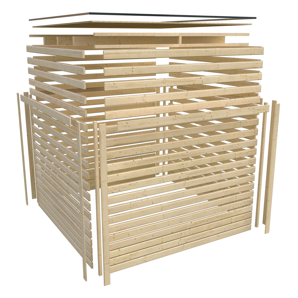 Karibu Gartenhaus Qubic 2 terragrau Bild 3