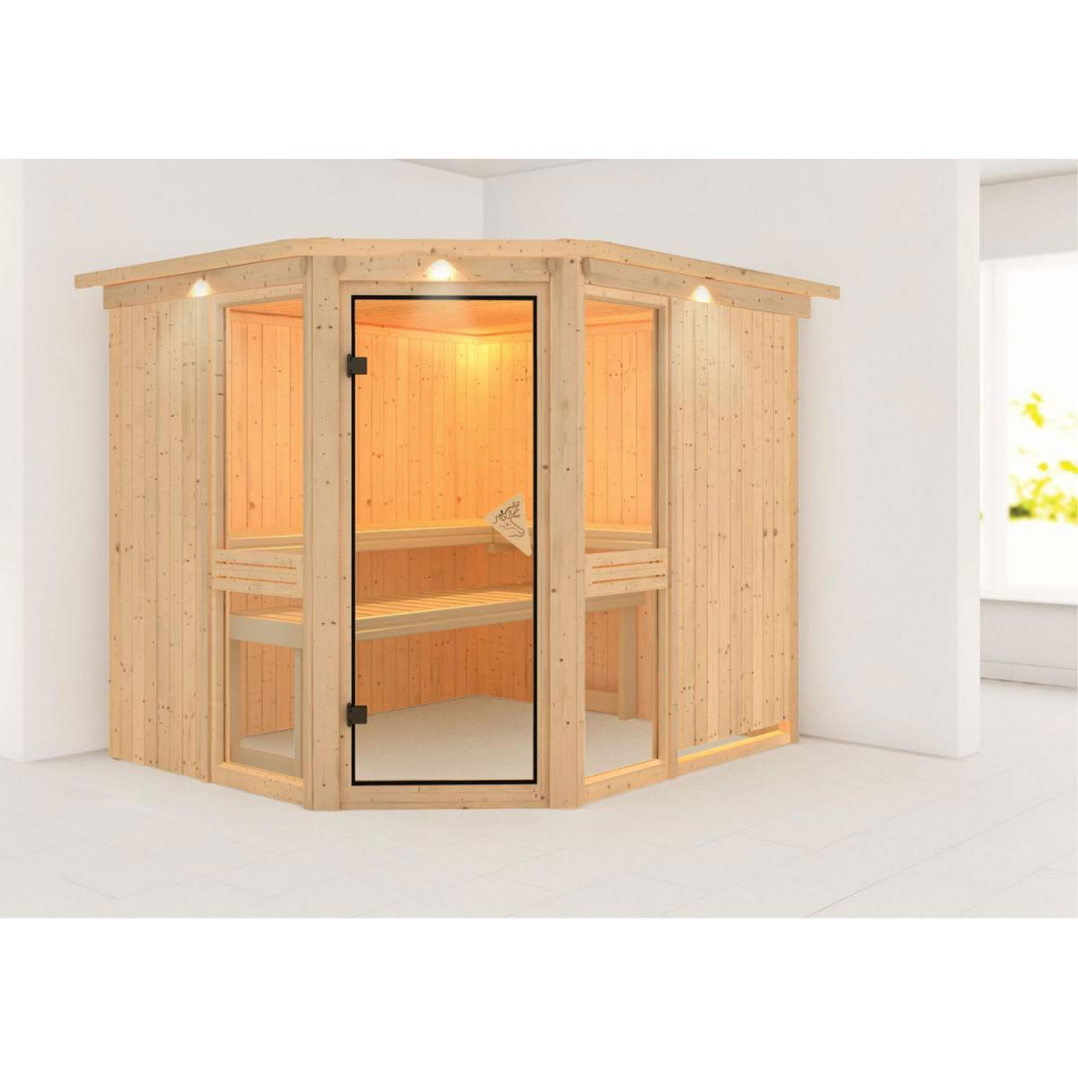 Karibu Amelia 3 Eckeinstieg ohne Ofen mit Kranz