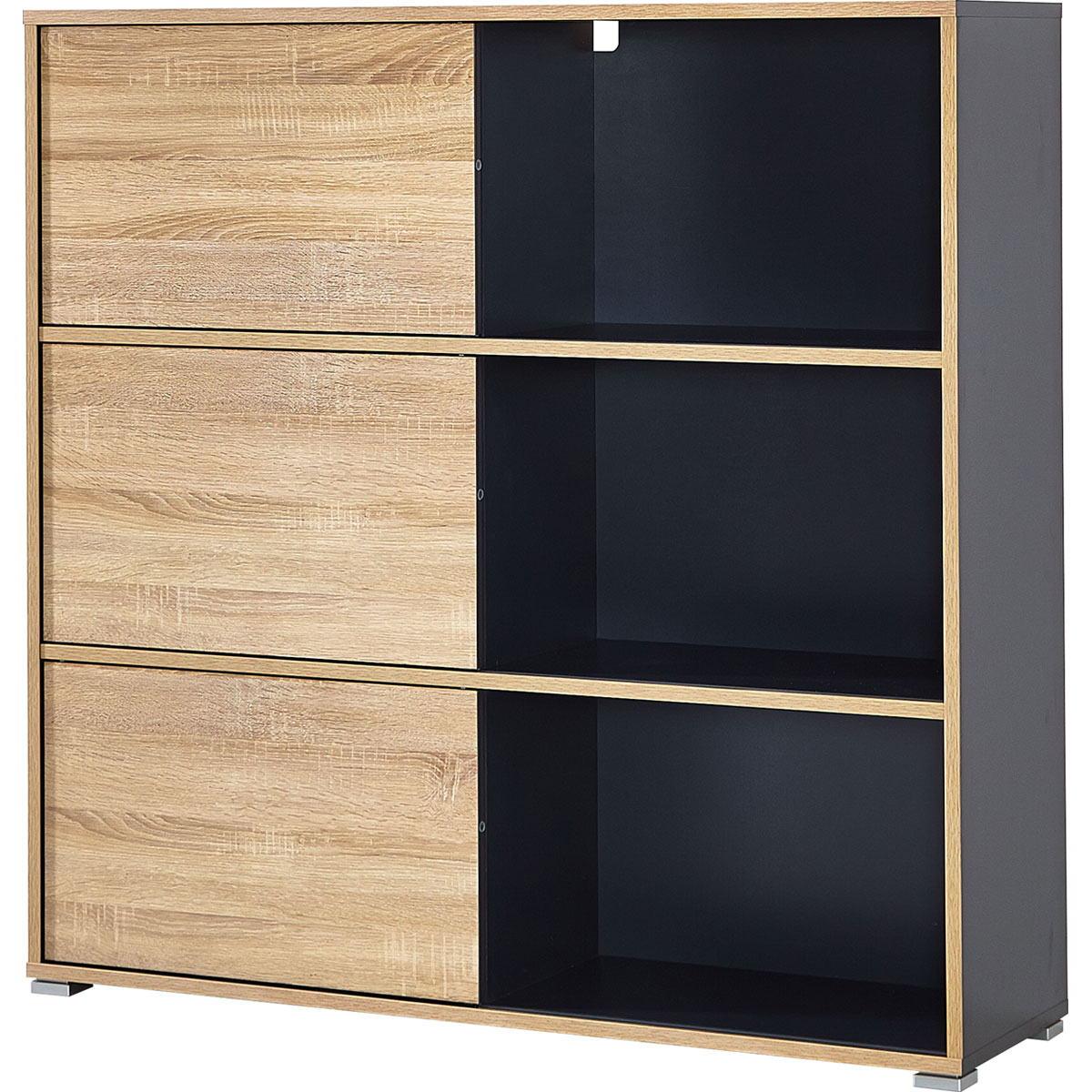 Schiebetürregal 120 x 119 x 35 cm weiß/Sonoma Eiche