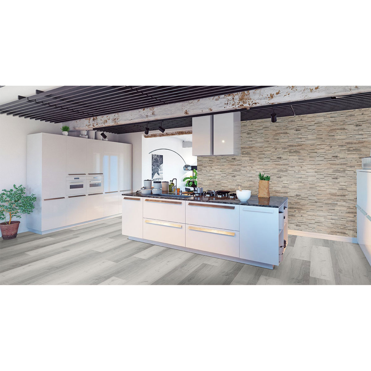 Indo Wandverkleidung Slimwood Hevea Gun Smoked 9er-Set Bild 3