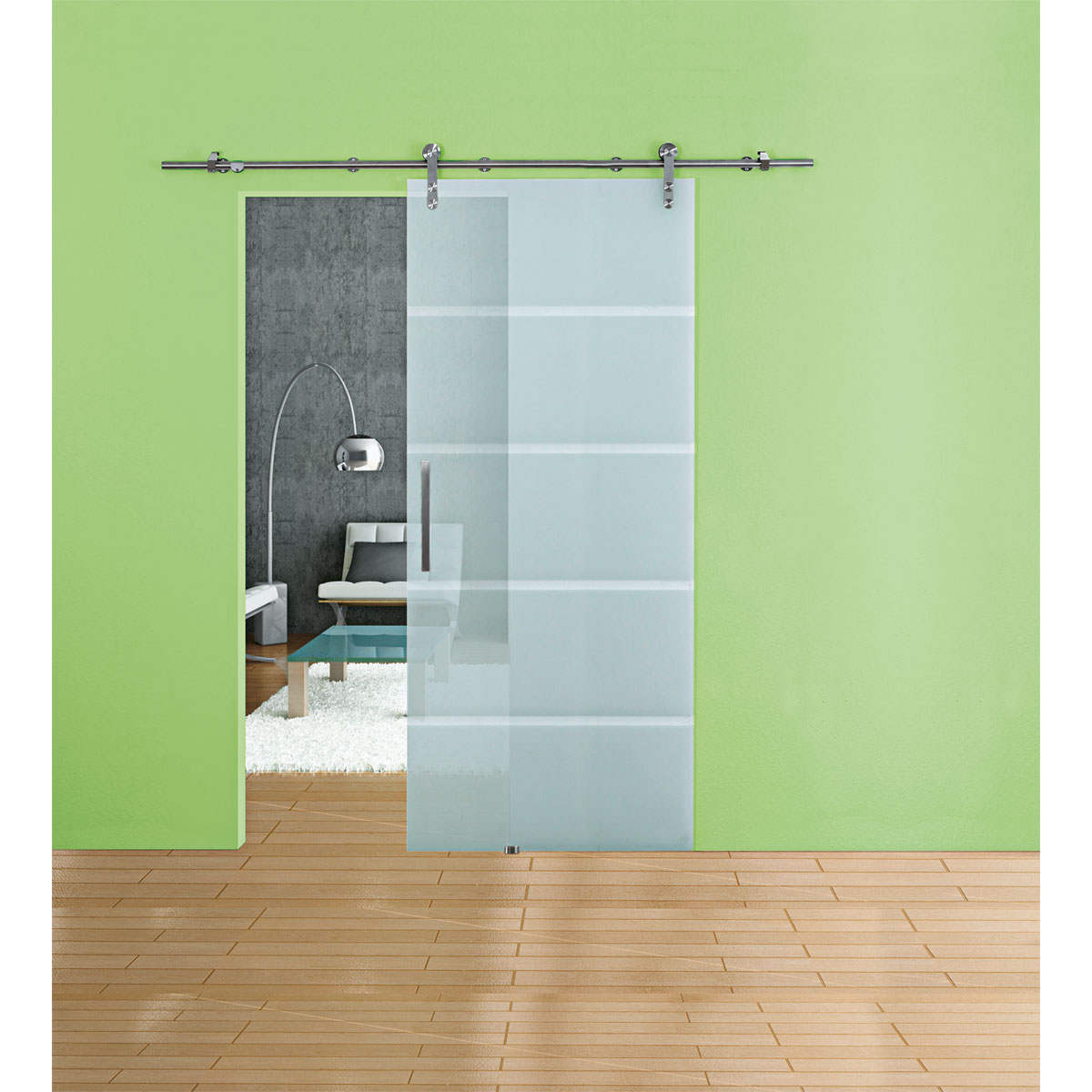 Glasschiebetür Blockstreifen 90 x 208 cm Bild 3