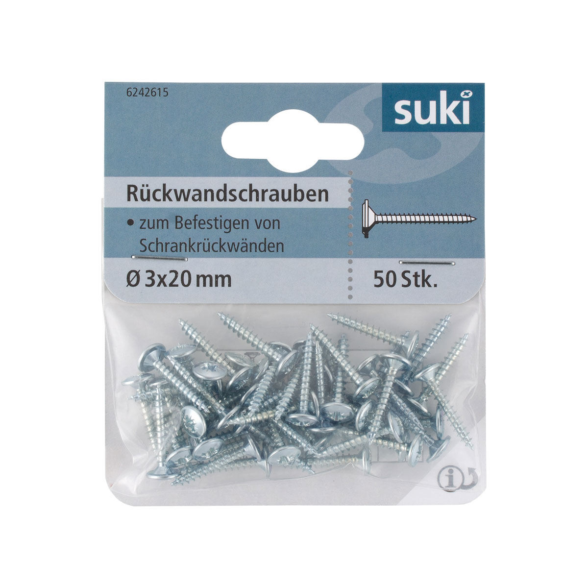 Suki Rückwandschraube Senkkopf Kreutzschlitz 3 x 20 mm 50 Stück Bild 1