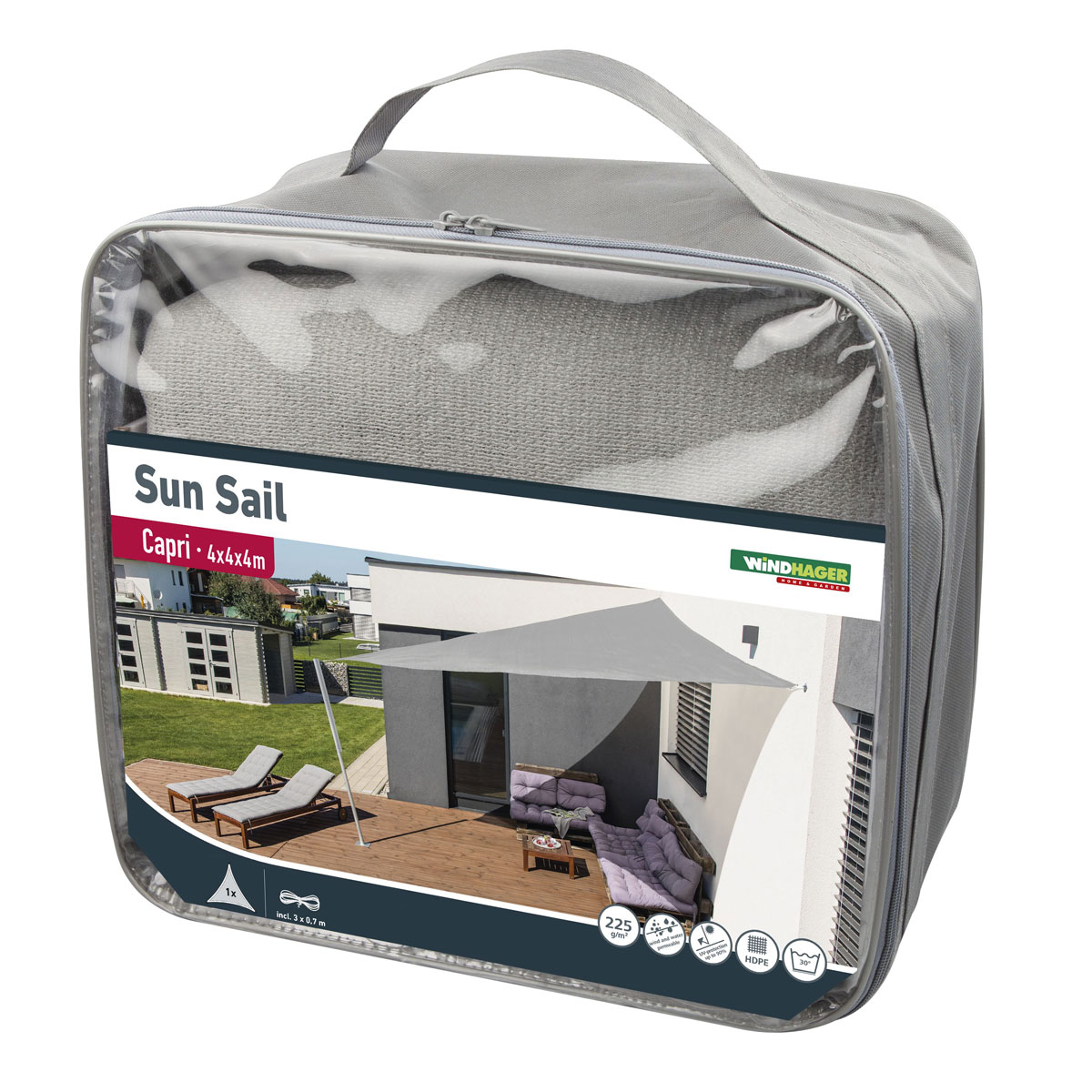 Dreieck-Segel Capri 4 x 4 x 4 m grau Bild 4