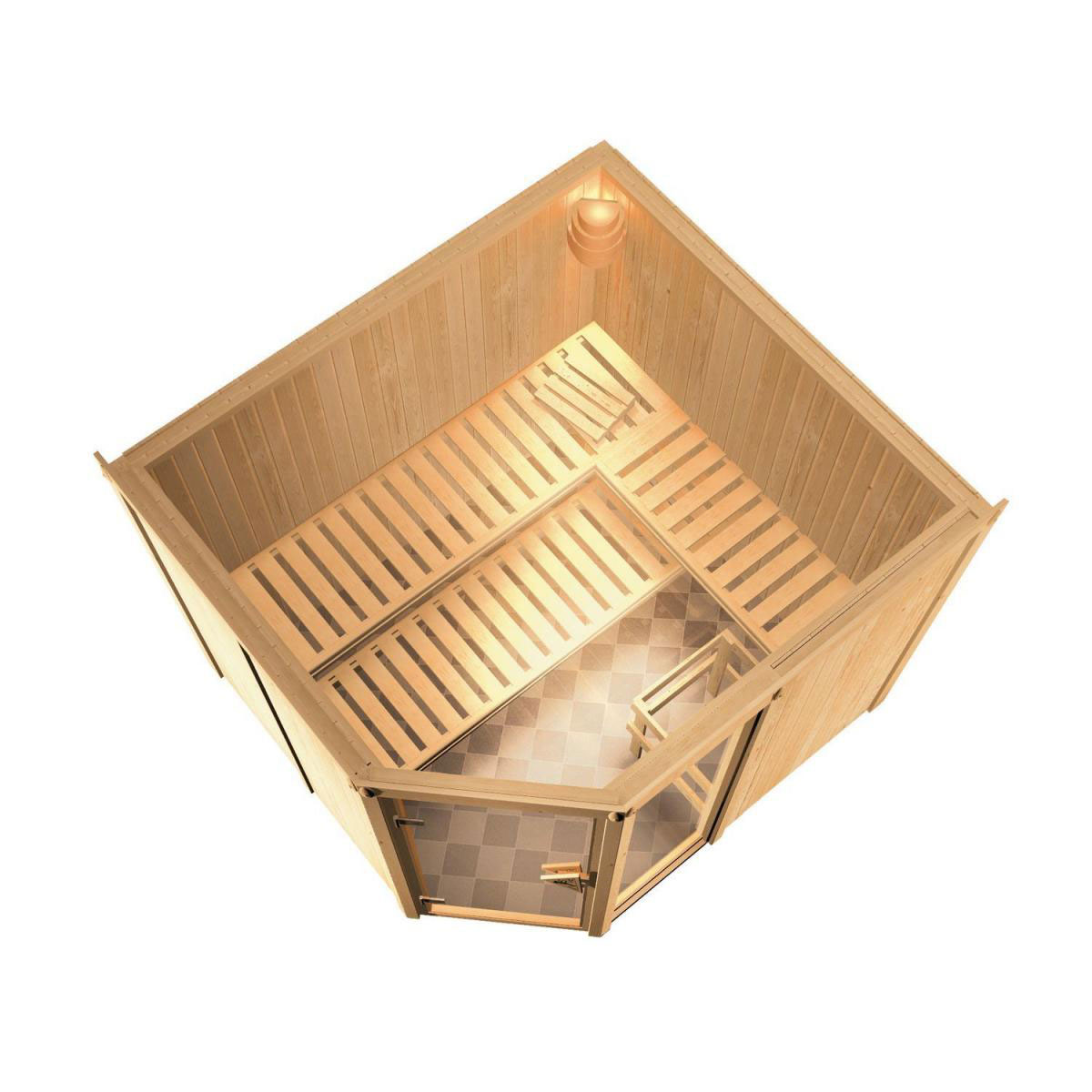 Karibu Systemsauna Fiona 3 68 mm ohne Ofen ohne Dachkranz Bild 3