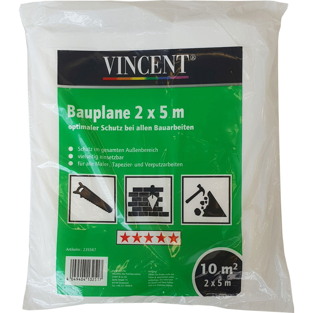 Vincent Profi Bauplane 2 x 5 m transparent