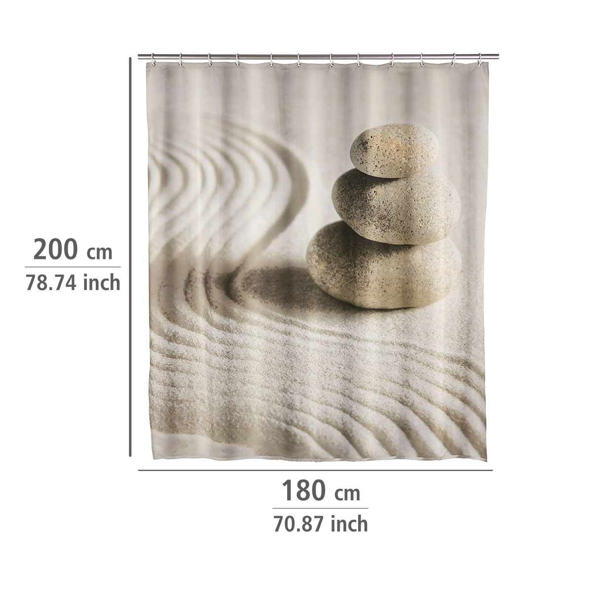 Wenko  Duschvorhang Sand und Stone Textil Polyester 180 x 200 cm waschbar Bild 5
