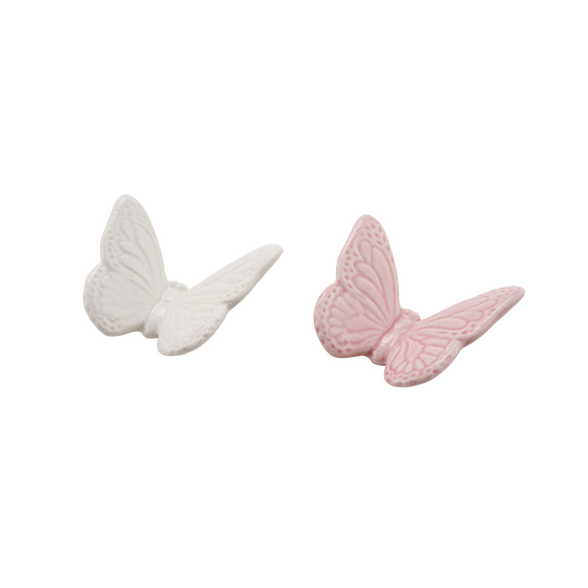 Keramik-Schmetterling 7 x 2 x 6 cm weiß-rosa | 267053