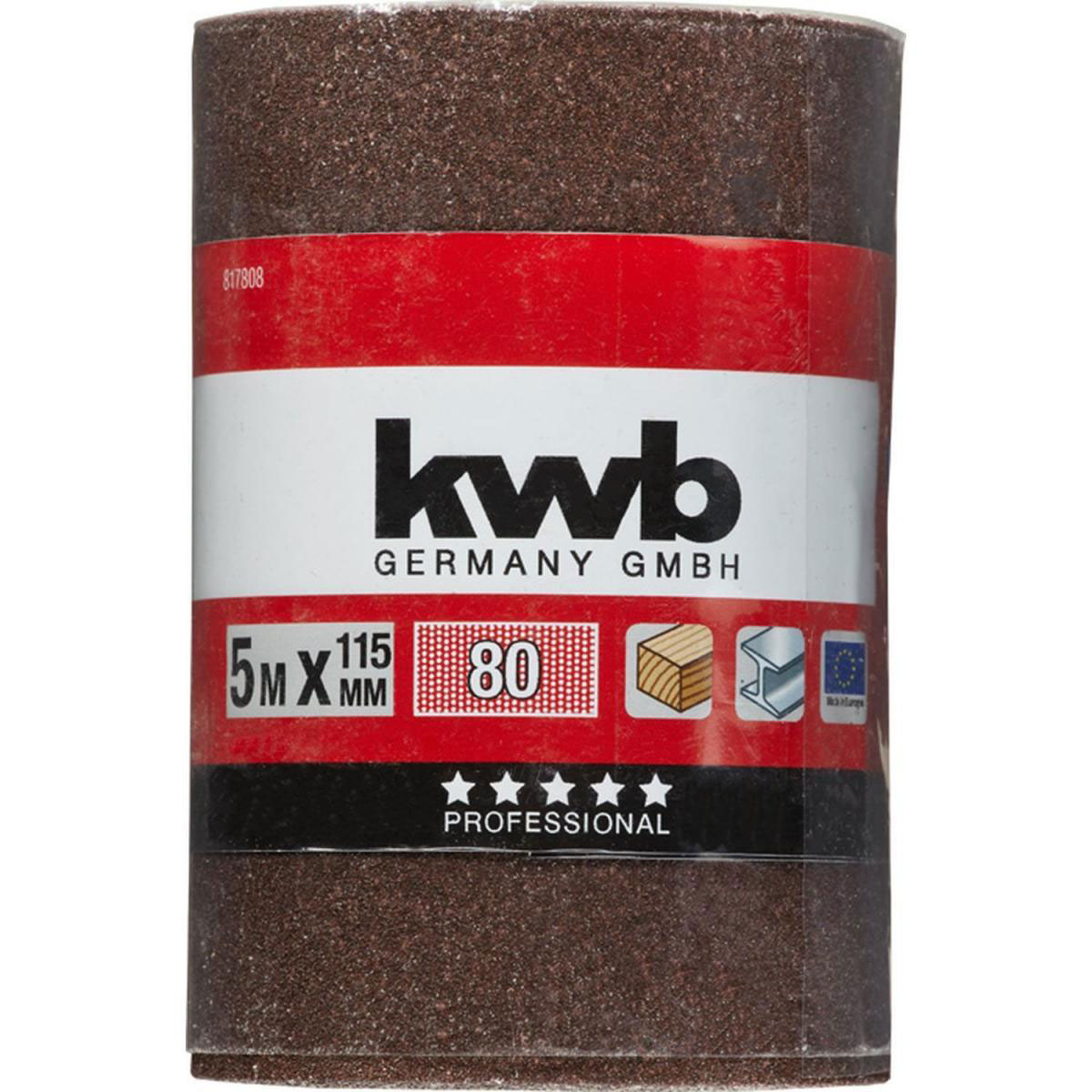 kwb  Schleifmittel-Rollen Holz und Metall 5 m x 115 mm K80 Bild 2
