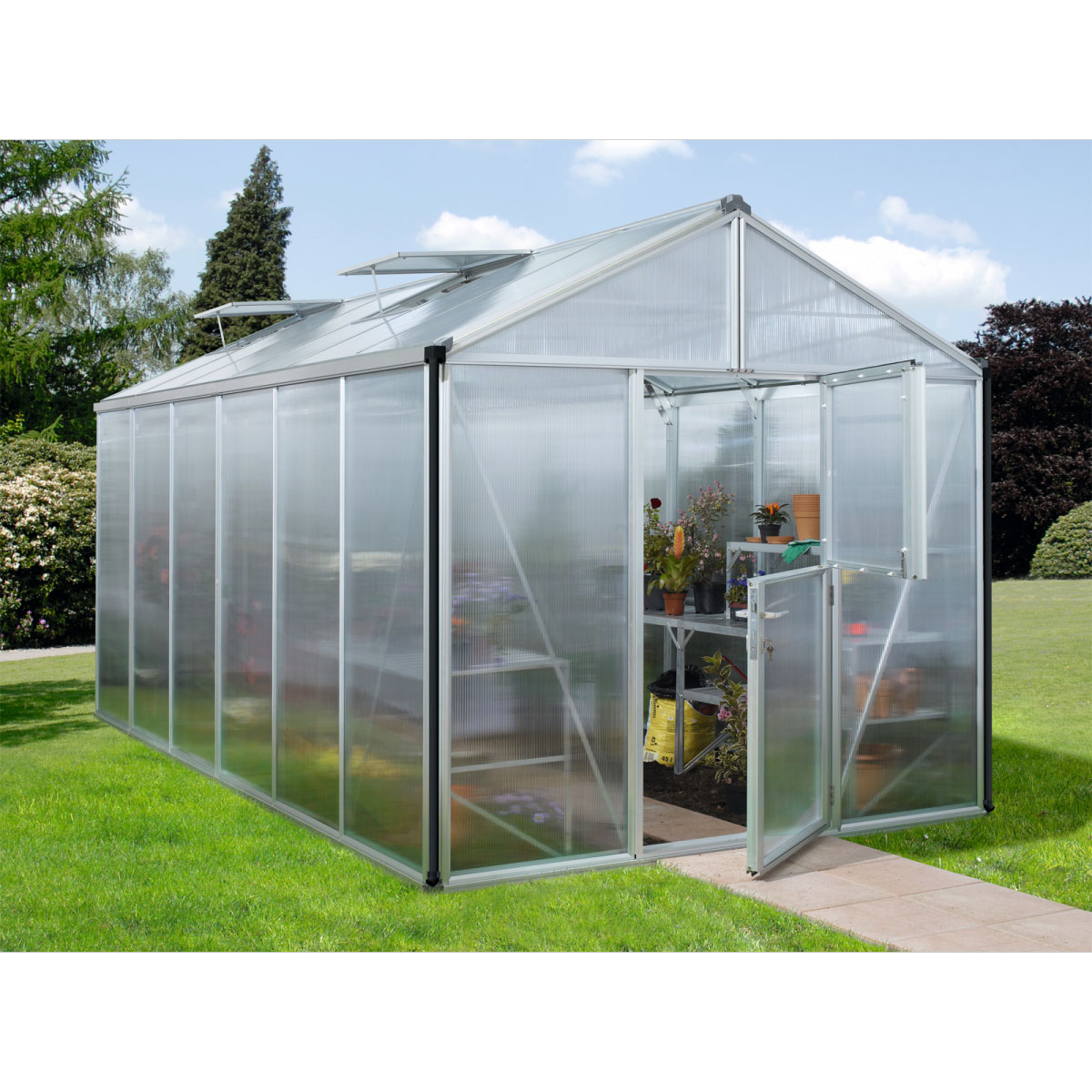 Vitavia Gewächshaus Zeus 13800 13,8m² 10 mm Hohlkammerplatte silber