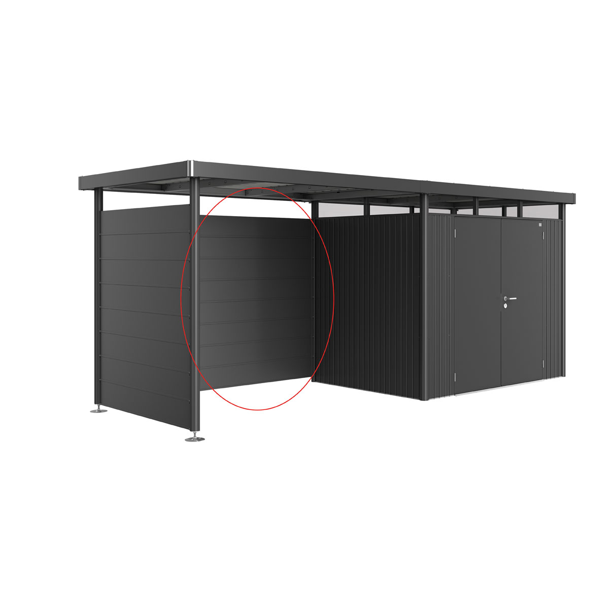 Biohort Rückwand für Seitendach zu Gerätehaus HighLine H2-H5 dunkelgrau-metallic