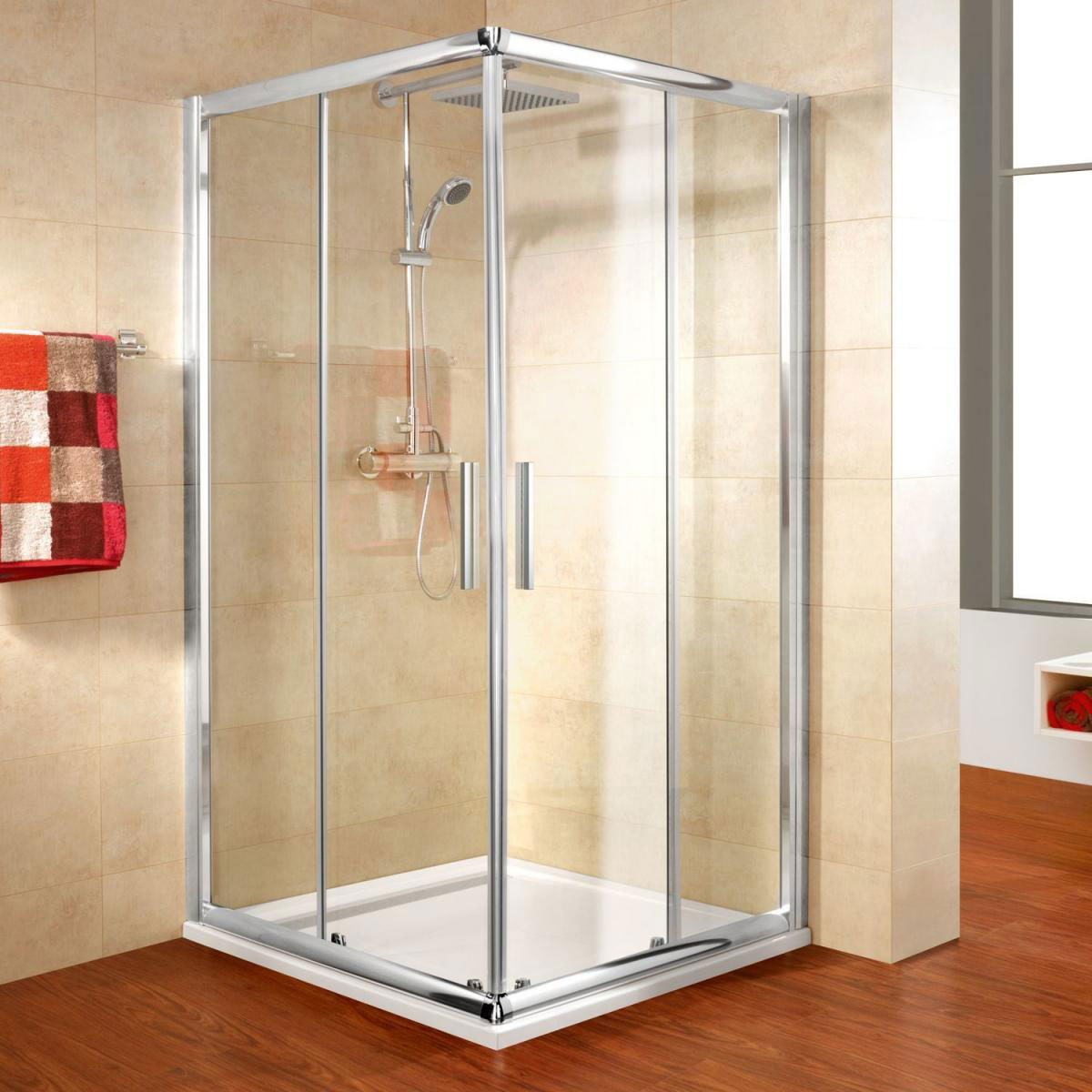 Schulte Eckeinstieg Kristall Trend 185 x 90 x 75 cm chrom klar Bild 1