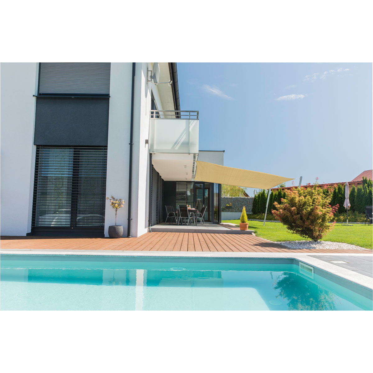 Viereck-Segel Capri 4 x 4 m champagner