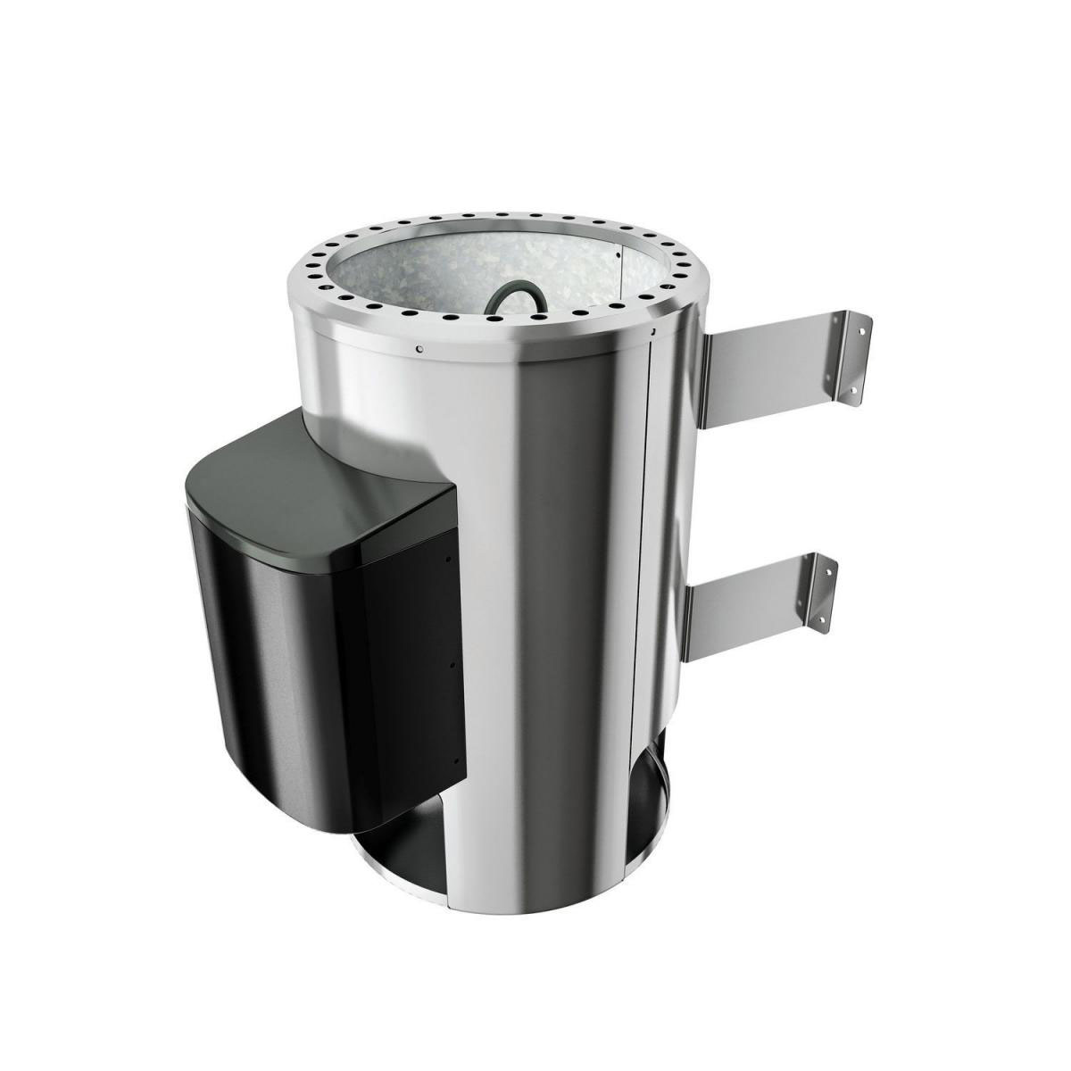 Karibu Sauna Daria Fronteinstieg 3,6 kW Ofen externe Strg modern mit Kranz graphitfarbene Glastür Bild 2