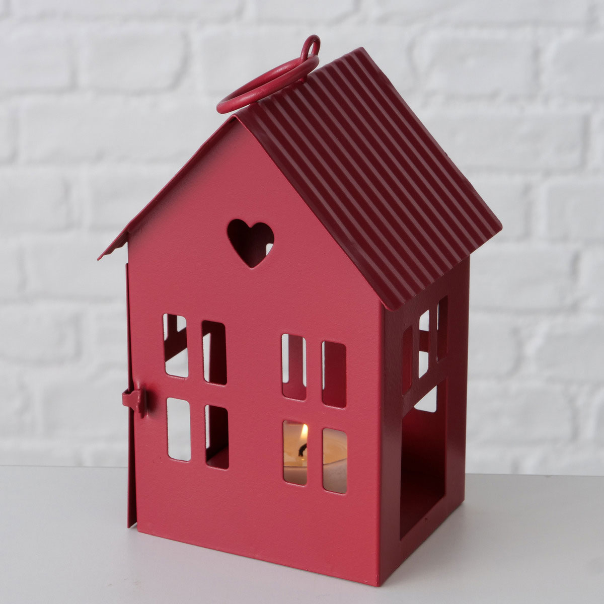 Laterne Alamo Haus 9 x 7,5 x 14 cm rot Metall Bild 2