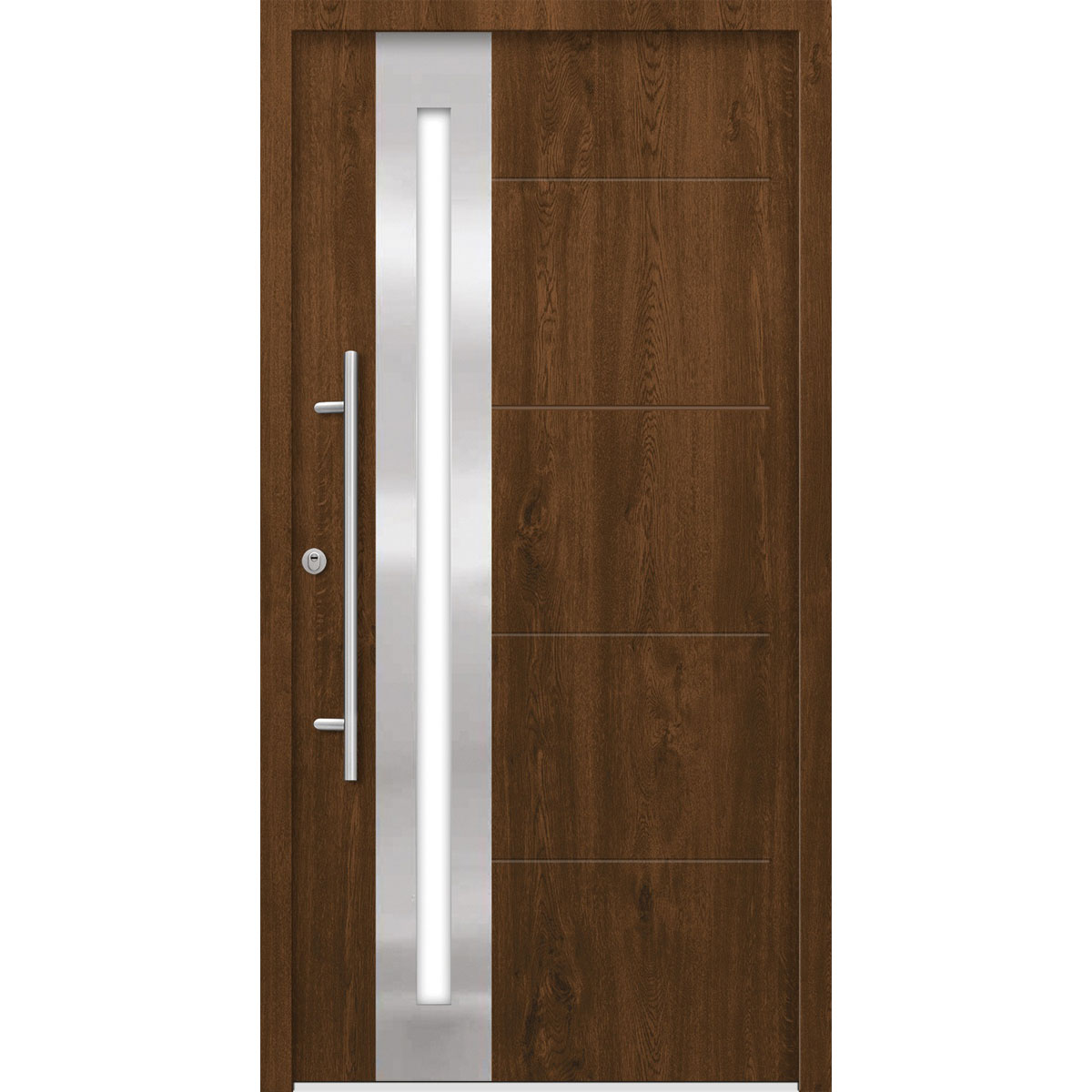 SplenDoor  Premium-Haustür Passivedoor Eksjo RC2 energiesparend einbruchsicher nussbausm 100 x 200 cm links