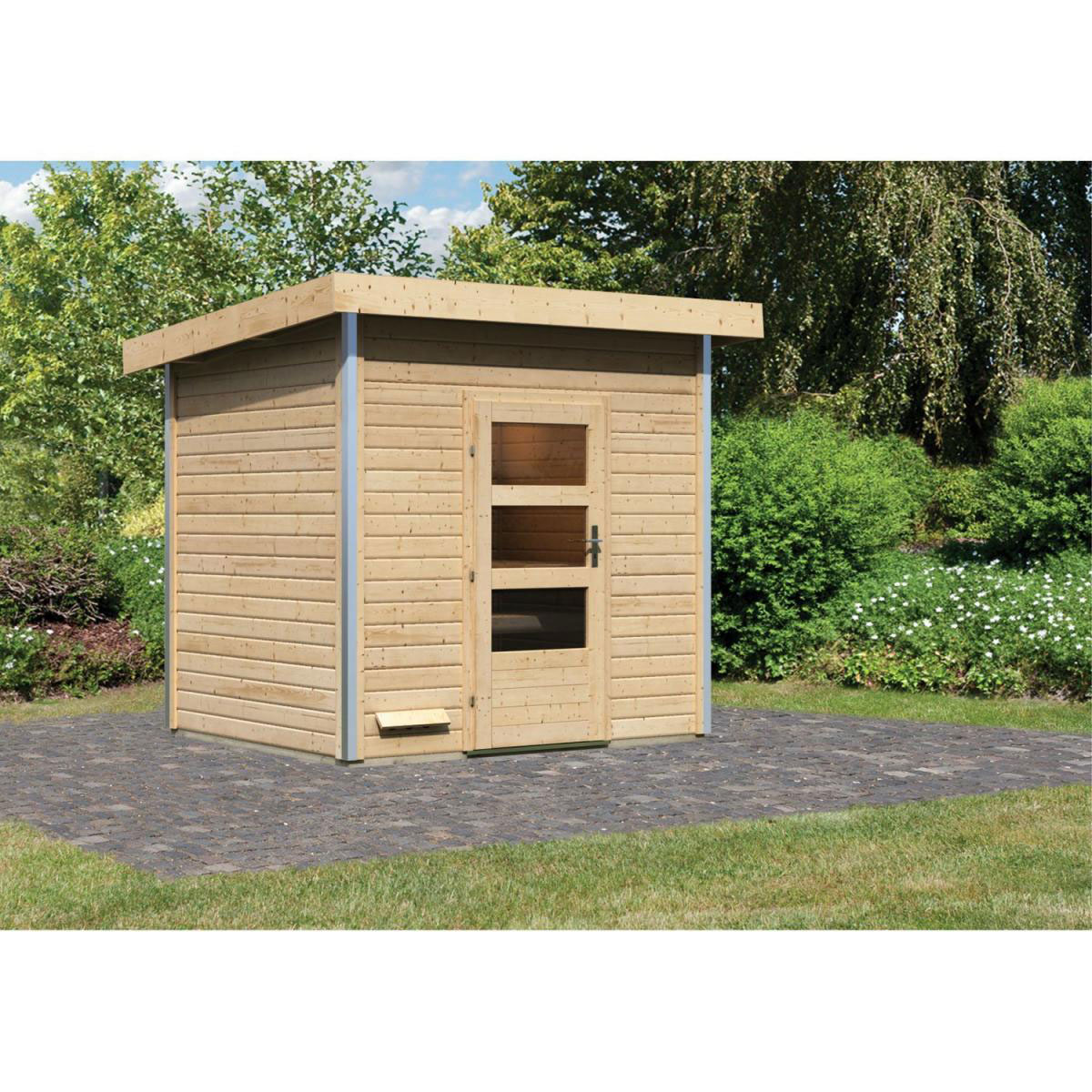 Karibu Saunahaus Norge 38 mm ohne Ofen moderne Tür Bild 4