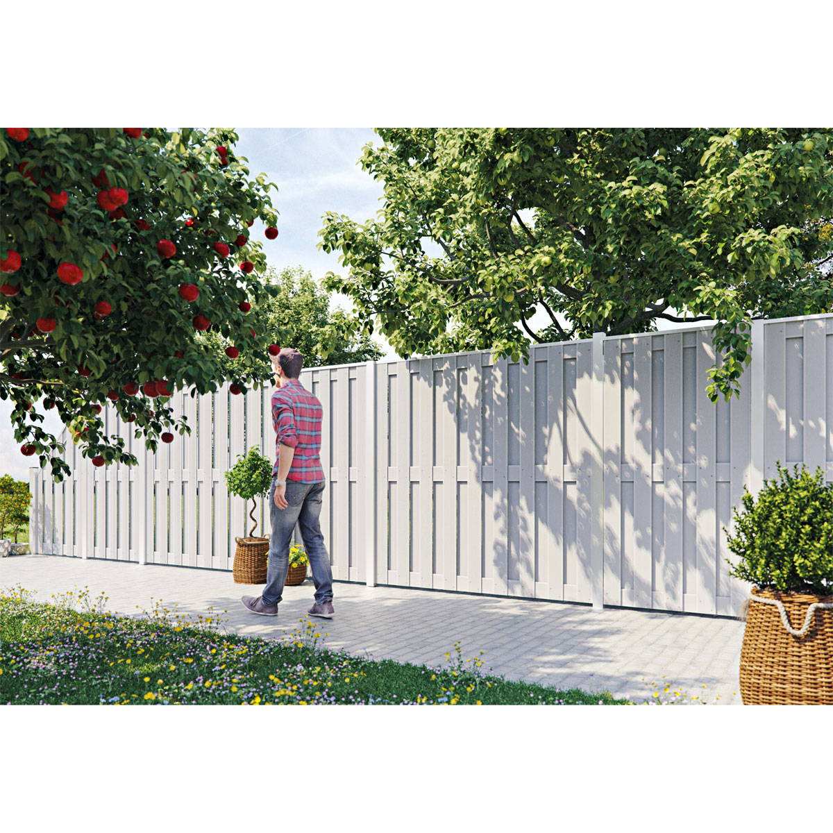 Sichtschutzzaun SHANGHAI silbergrau 180 x 180 cm WPC Bild 2