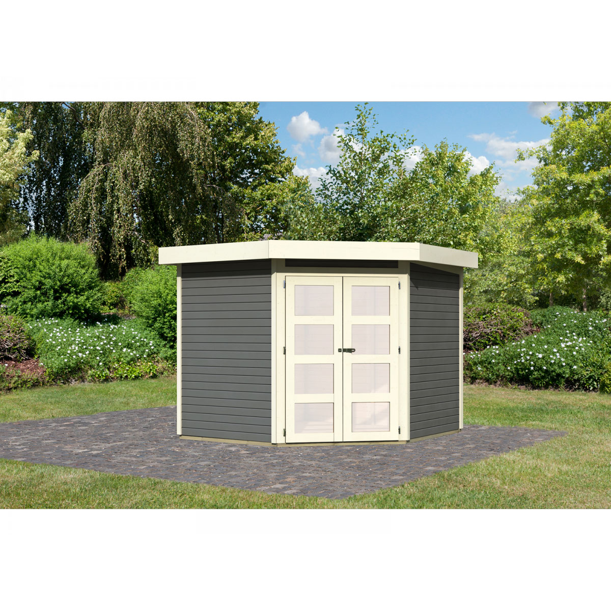 Karibu Gerätehaus Goldendorf 5 19 mm 246 x 242 x 218 cm grau Karibu Gerätehaus Goldendorf 5 19 mm 246 x 242 x 218 cm grau