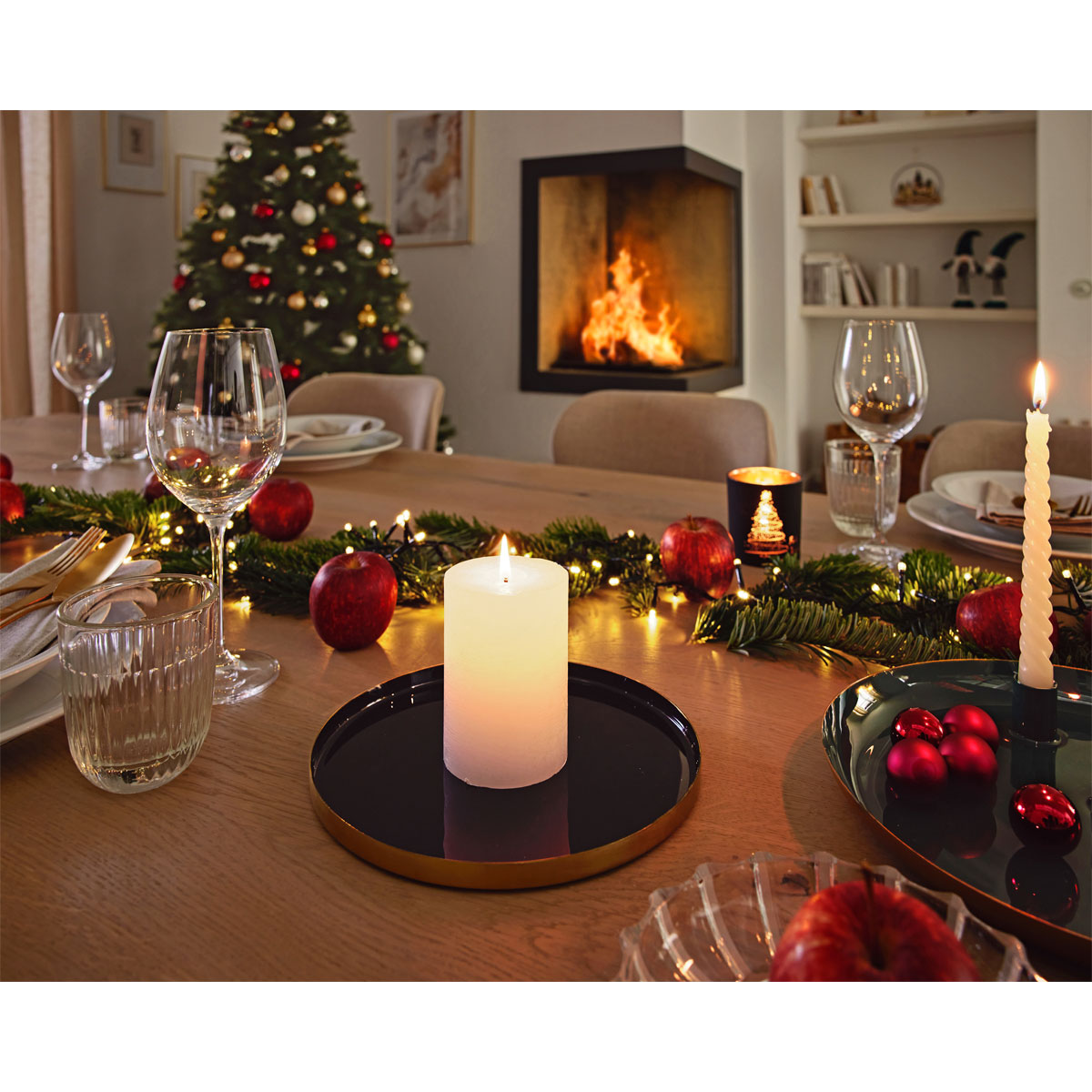 Tablett rund Metall 21 cm gold-schwarz Bild 2