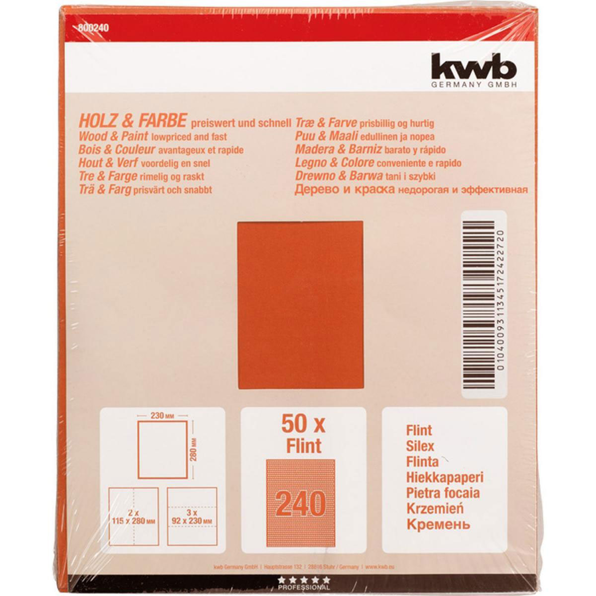 kwb  Schleifpapier Holz und Farbe Flint 230 x 280 mm K240 Bild 2