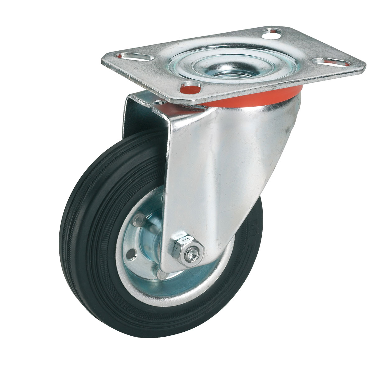 Dörner + Helmer Transportgeräte-Lenkrolle mit Vollgummireifen und Stahlfelge 80 x 25 mm