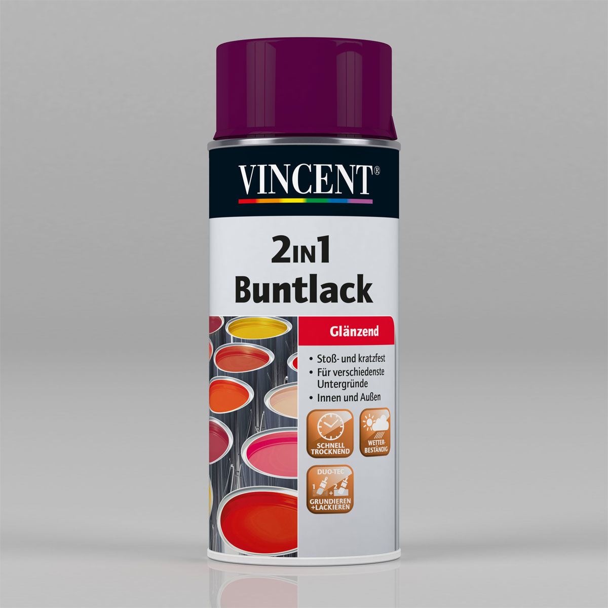 Vincent 2in1 Buntlack Spray rubinrot glänzend 150 ml