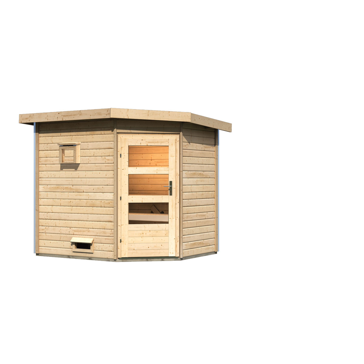 Karibu Saunahaus Mikka 38 mm ohne Ofen moderne Tür Bild 3