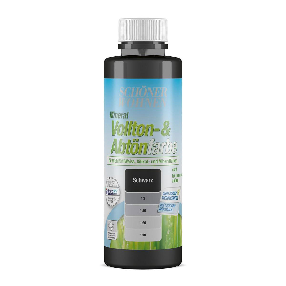 Schöner Wohnen Farbe Silikat Vollton- und Abtoenfarbe schwarz 250 ml