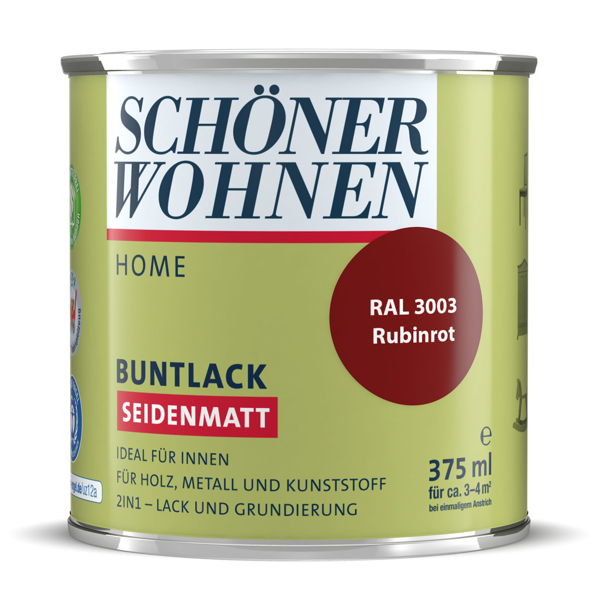 Schöner Wohnen Farbe Buntlack Home rubinrot seidenmatt 375 ml