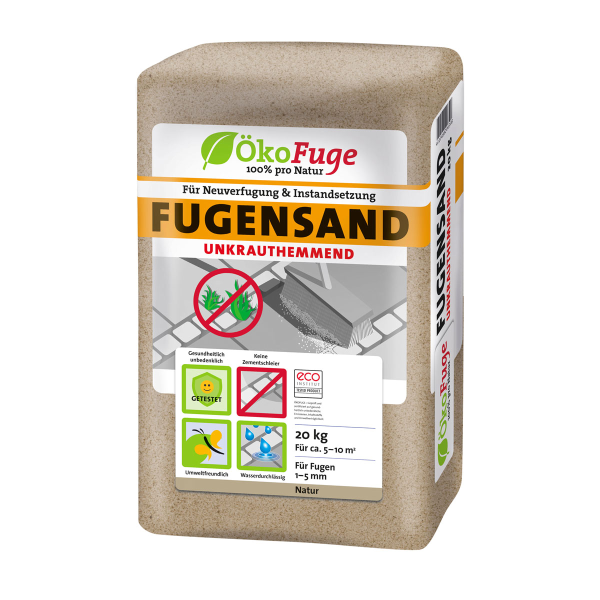 ÖkoFuge Fugensand 1-5 mm Natur Unkrauthemmend 20 kg