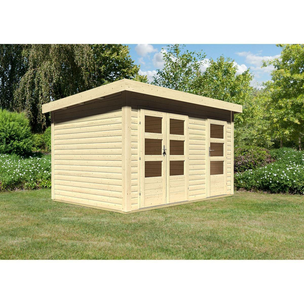 Karibu Gartenhaus Schönbuch 1/2 naturbelassen 366 x 246 x 227 cm Bild 1