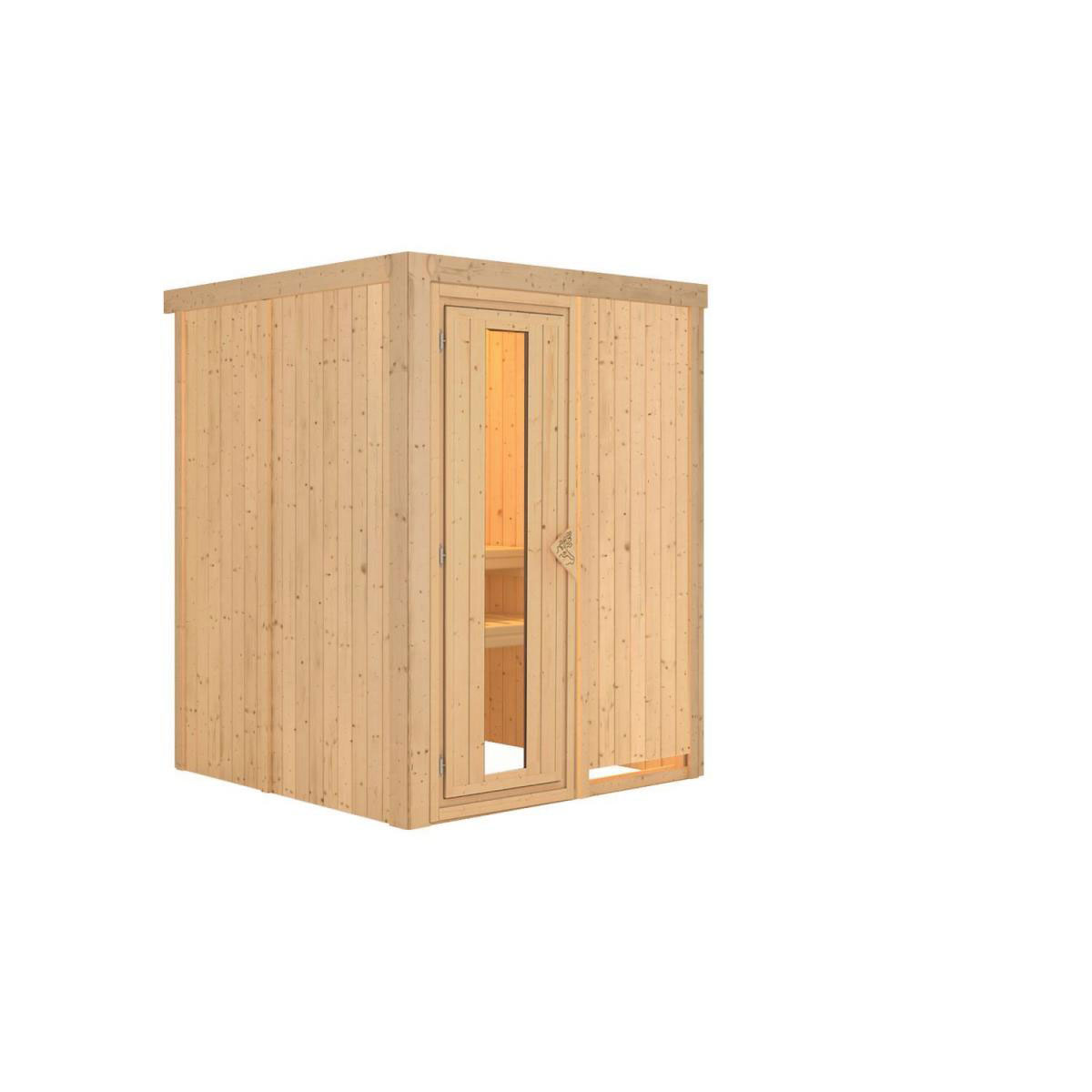 Karibu Sauna Minja Fronteinstieg ohne Ofen kein Kranz Energiespartür Bild 1