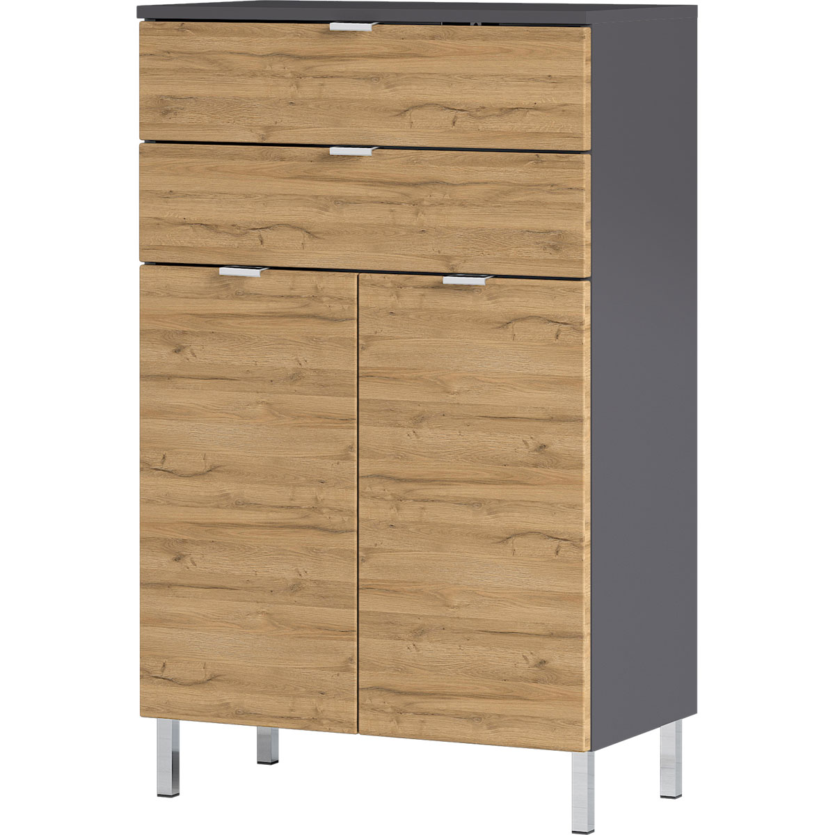 Kommode Maureen mit 2 Schubkästen 60 x 97 x 34 cm graphit/Grandson-Eiche-Nachbildung