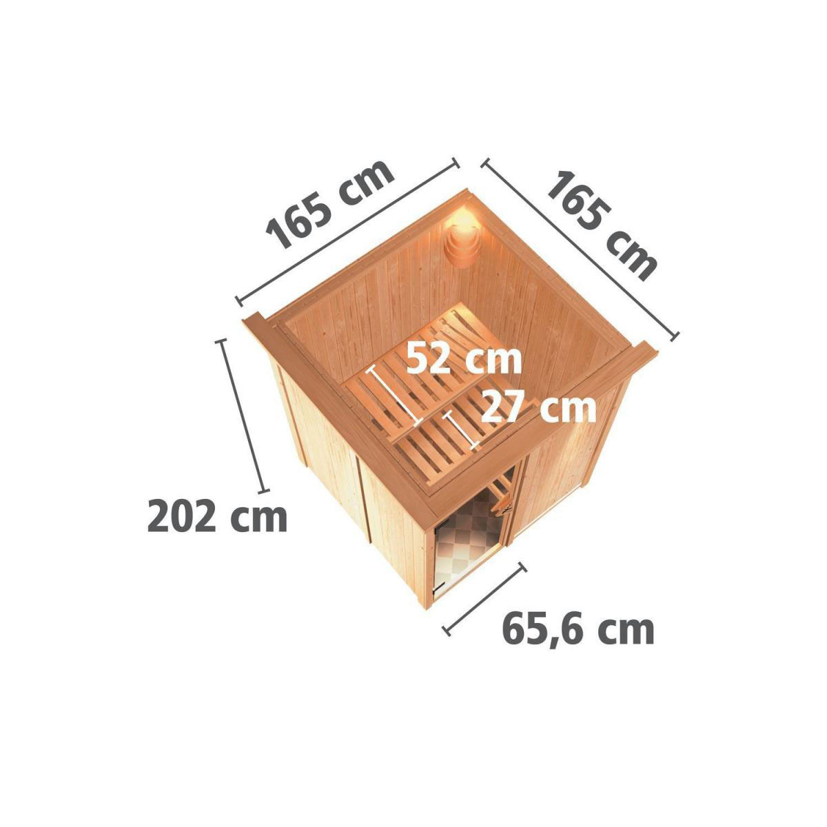 Karibu Sauna Minja Fronteinstieg 3,6 kW Ofen externe Strg modern mit Kranz Klarglas-Tür Bild 12