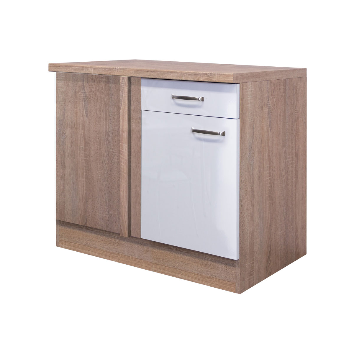 Flex-Well Küchen-Eckunterschrank „Valero“, 110x86x60 cm, weiß/Sonoma Eiche Bild 1
