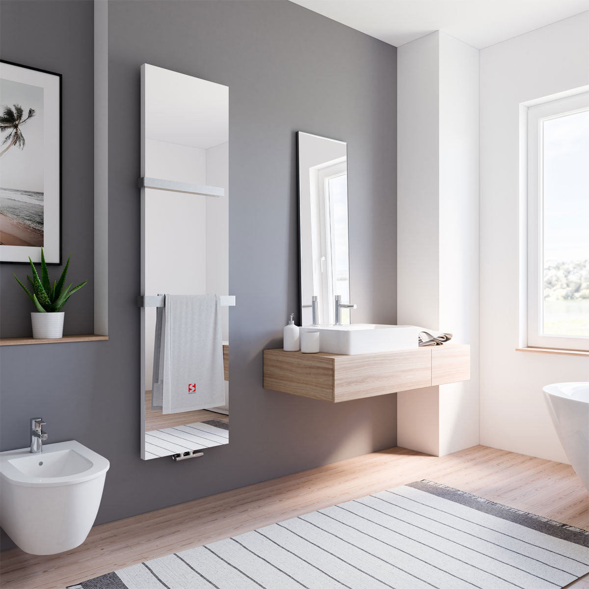 Schulte ExpressPlus DHK New York mit Spiegel alpinweiss 1806 x 456 x 80 mm 701 Watt Bild 2