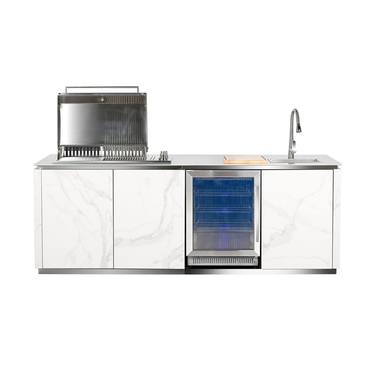 Buschbeck Outdoorküche Sheffield 253x110x143cm Keramikverkleidung weiß Bild 2