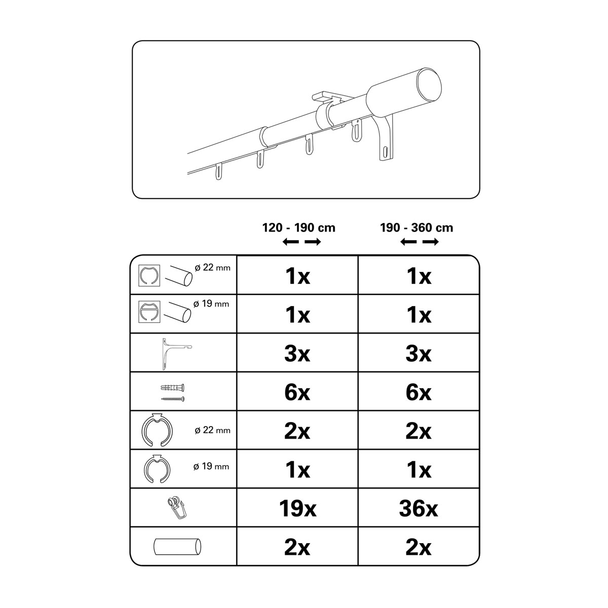 Gardinia Gardinenstange Paros Durchmesser 22/19 mm silber 190-360 cm Bild 3