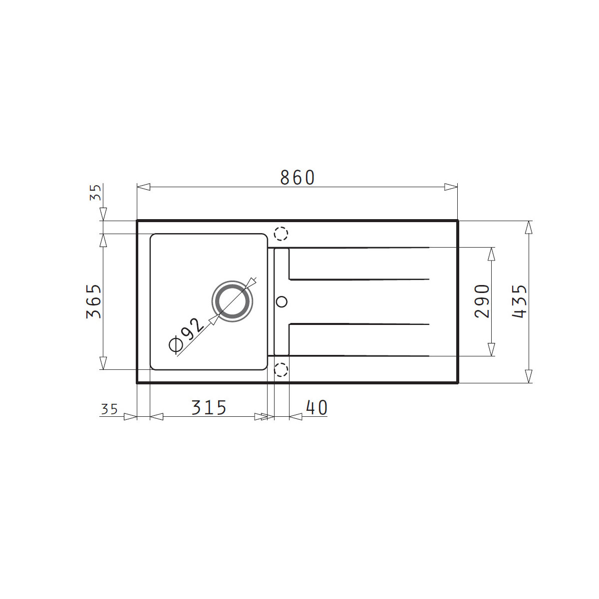 Pyramis  Einbauspuele ATHLOS 86 x 43,5 cm 1B 1D Granit Carbon Bild 2