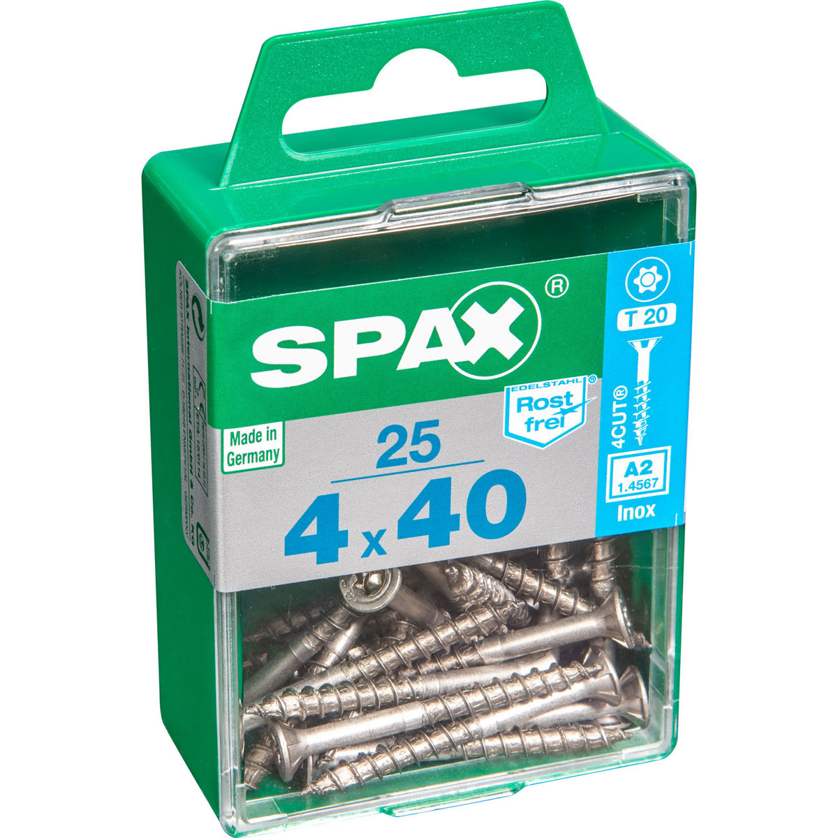 Spax Edelstahlschrauben Senkkopf 4 x 4 x 40 M 25 Stück Bild 2