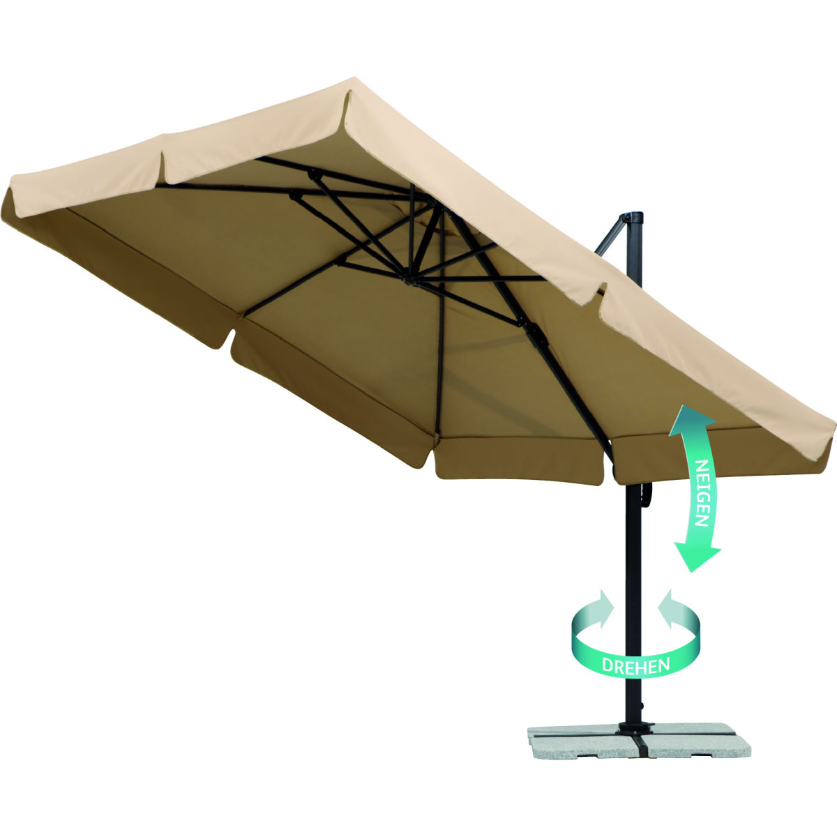 Schneider Schirme Ampelschirm Rhodos ca 300 x 300 cm Natur