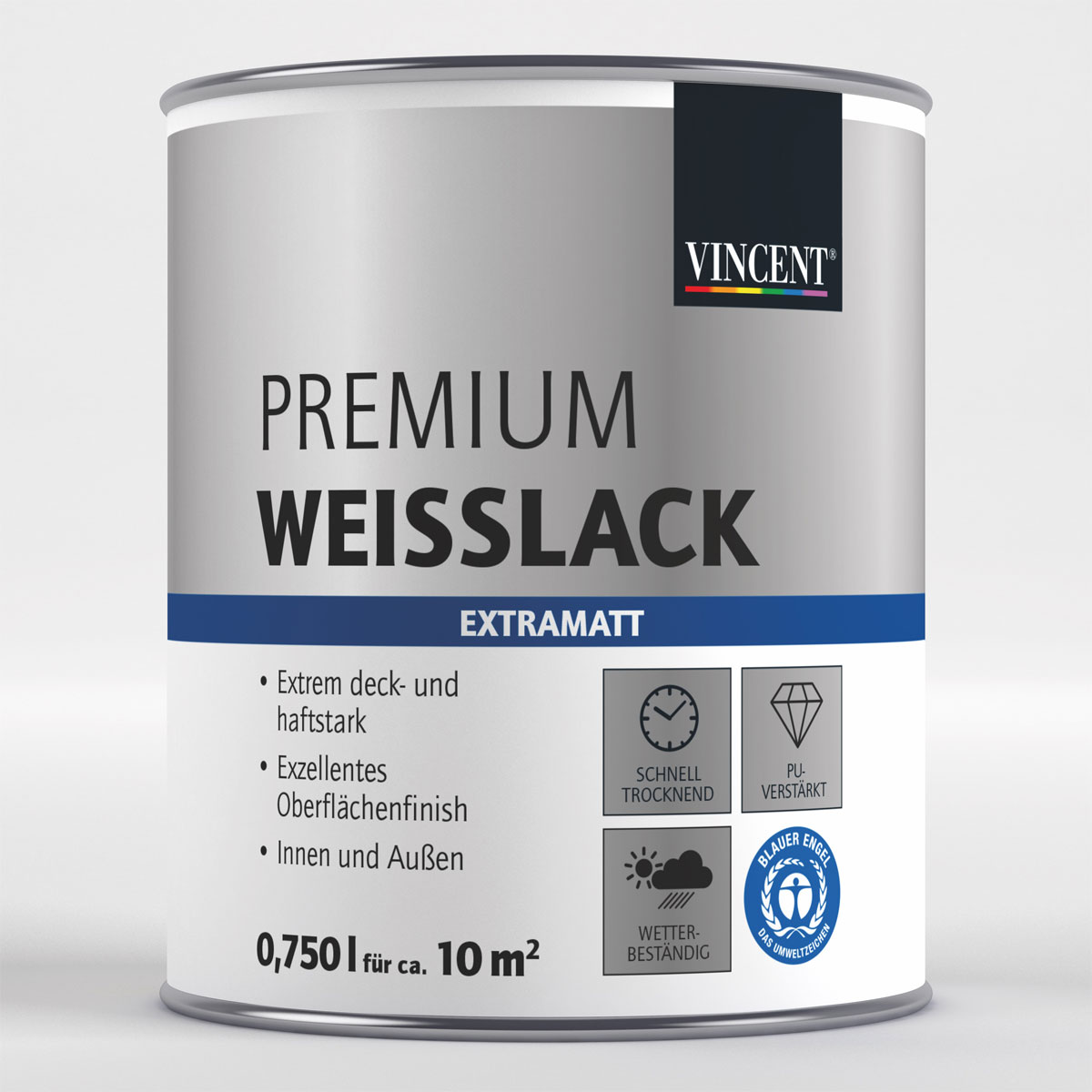 Vincent Premium Weißlack RAL 9003 signalweiß extramatt 750 ml